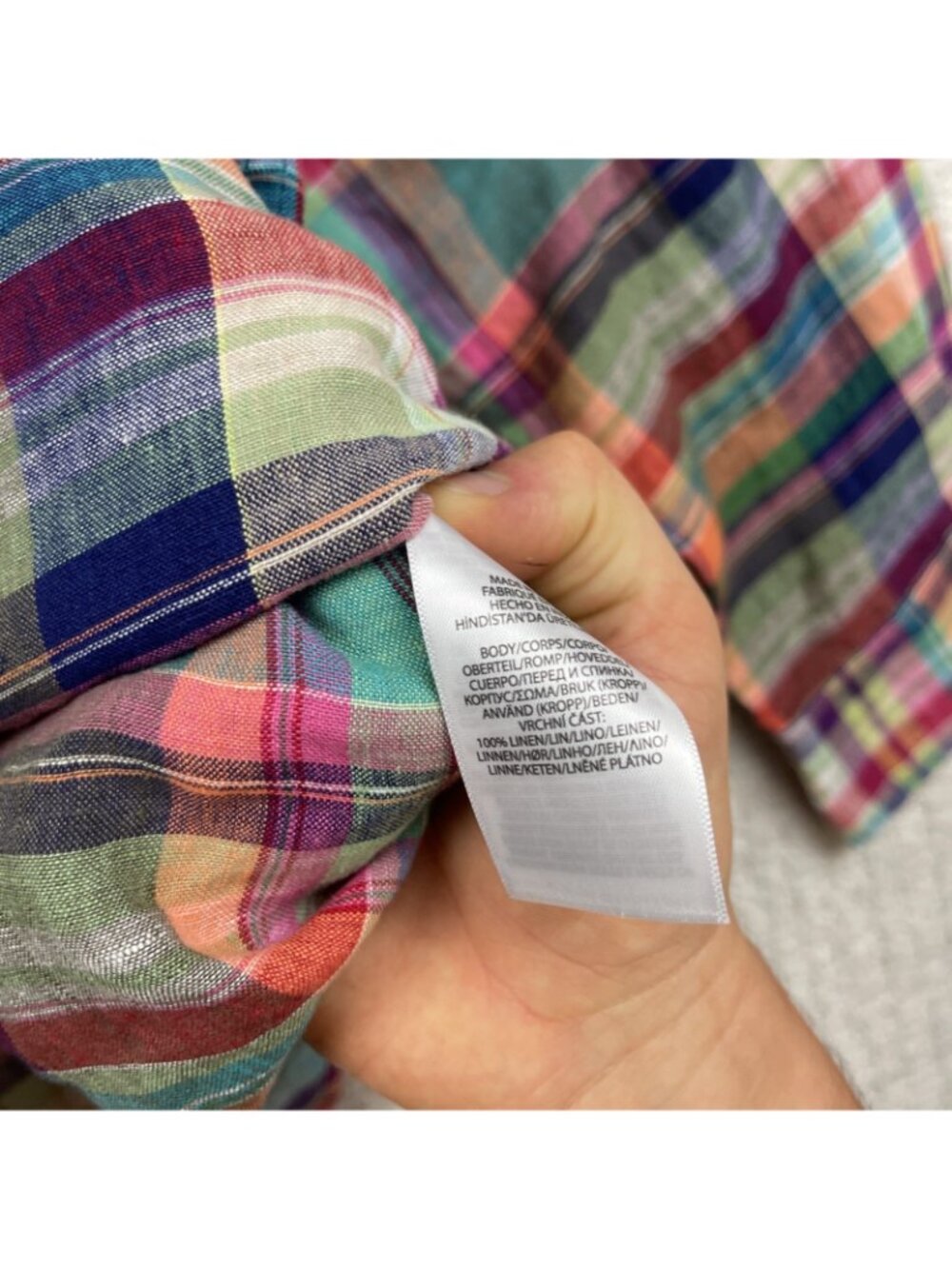 Polo Ralph Lauren Western Linen Button Up Dress Shirt Men Sz M Multicolor Plaid - Picture 8 of 16
